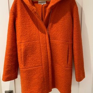Zara Tangerine Hooded Pea Coat